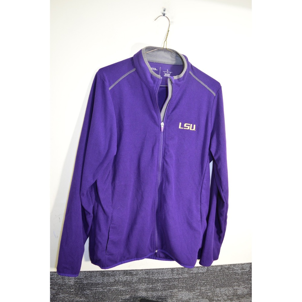 Louisiana State University LSU Full Zip Waffle Knit Thermal Shirt WOMENS L